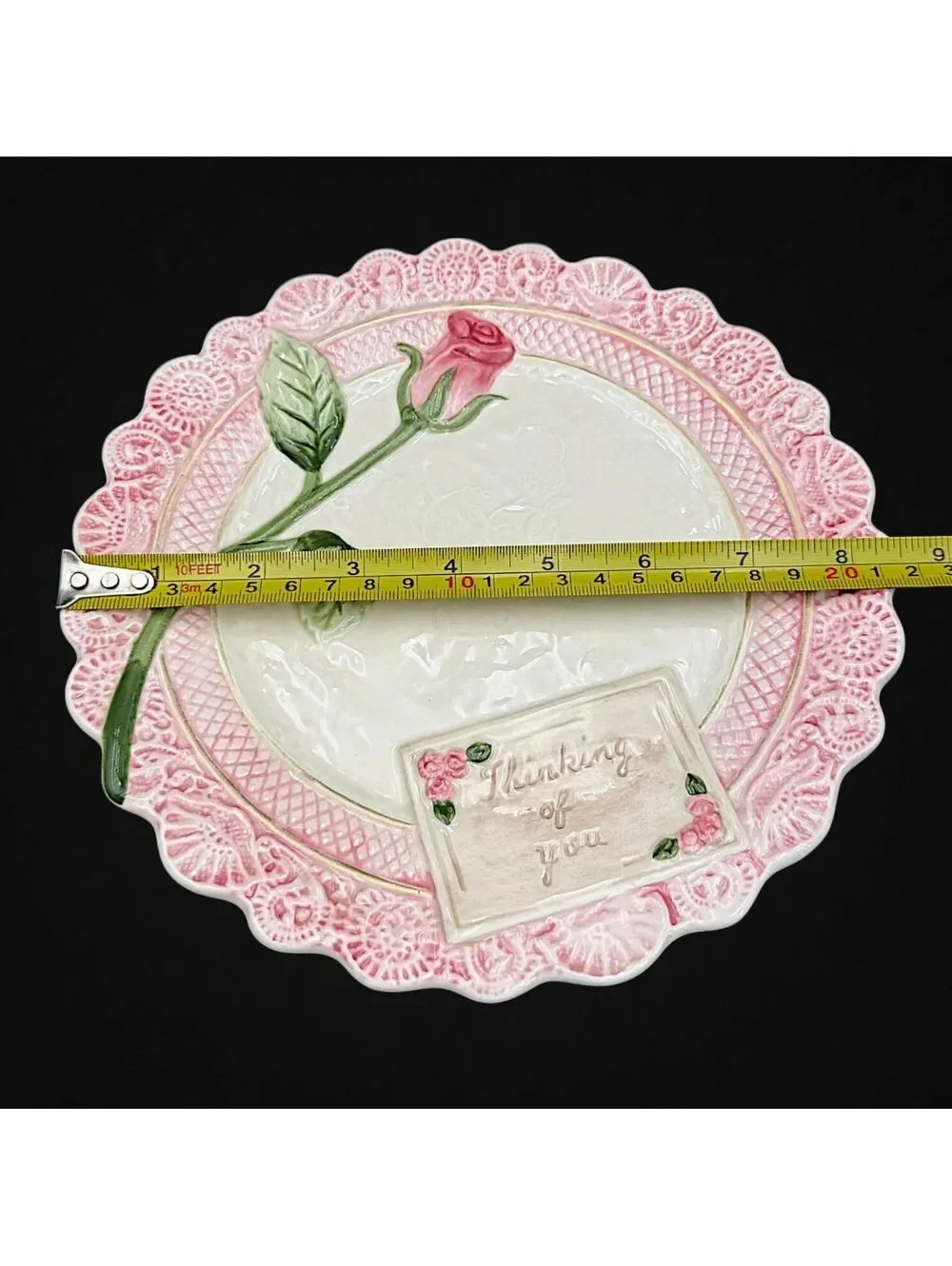 Vtg Fitz & Floyd Omnibus Thinking of You Rose Canape Plate Victorian Postcard 8
